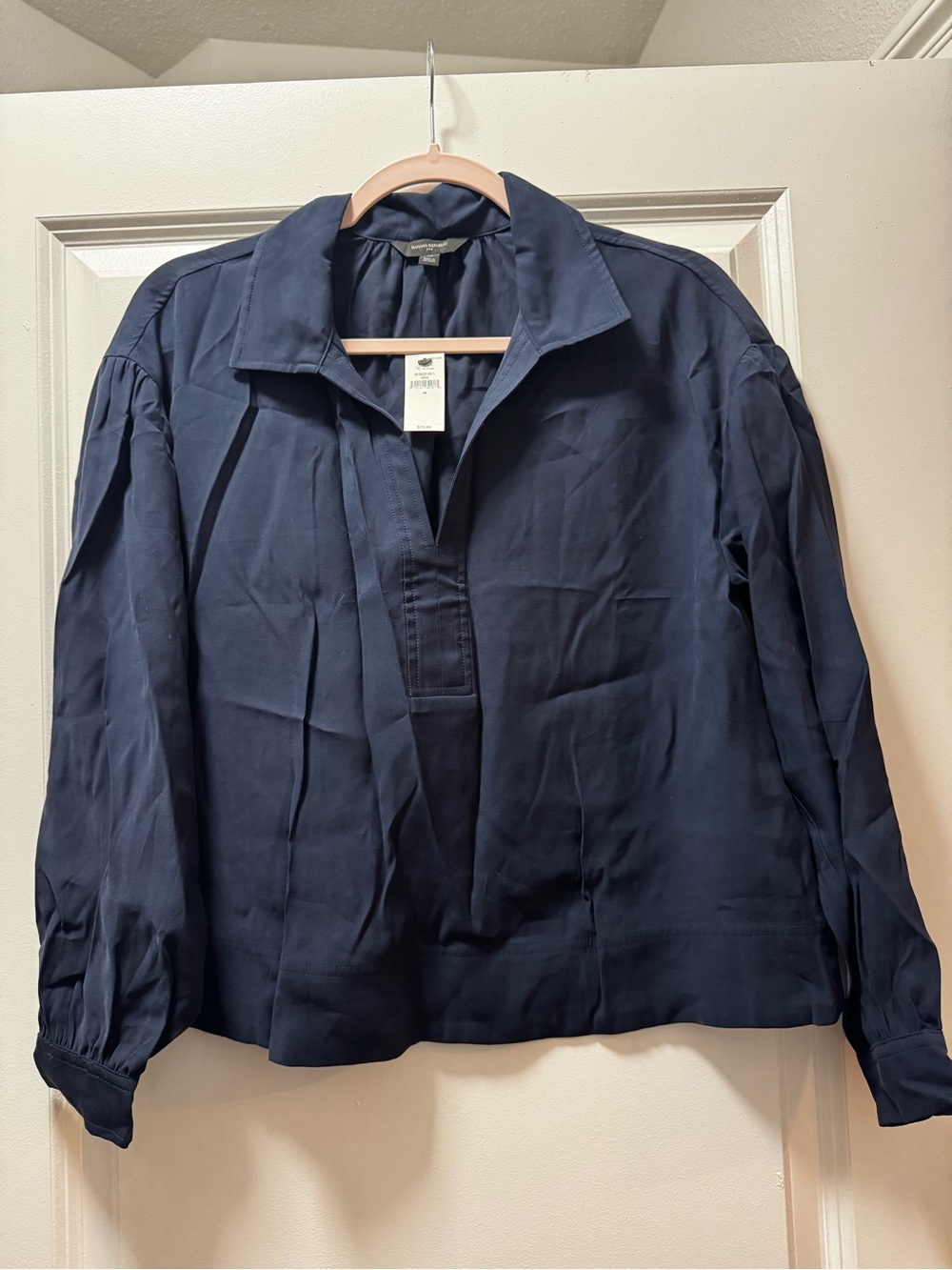 Banana Republic Navy Collared Pullover Blouse